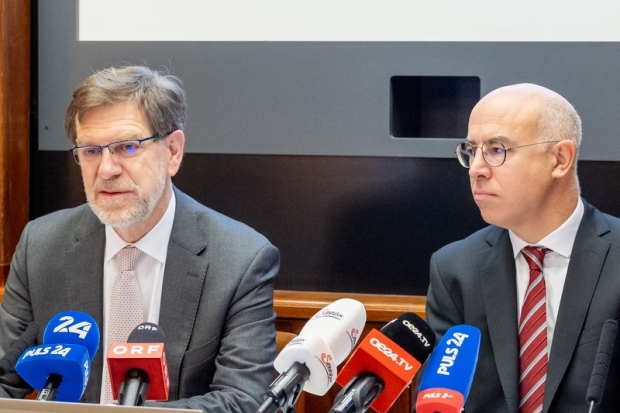 Andreas Zakostelsky, Fachverband der Pensions- und Vorsorgekassen, und Gabriel Felbermayr, Wifo (v.l.n.r.)