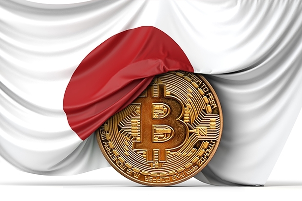 Bitcoin mit Japan-Flagge Bitcoin mit Japan-Flagge